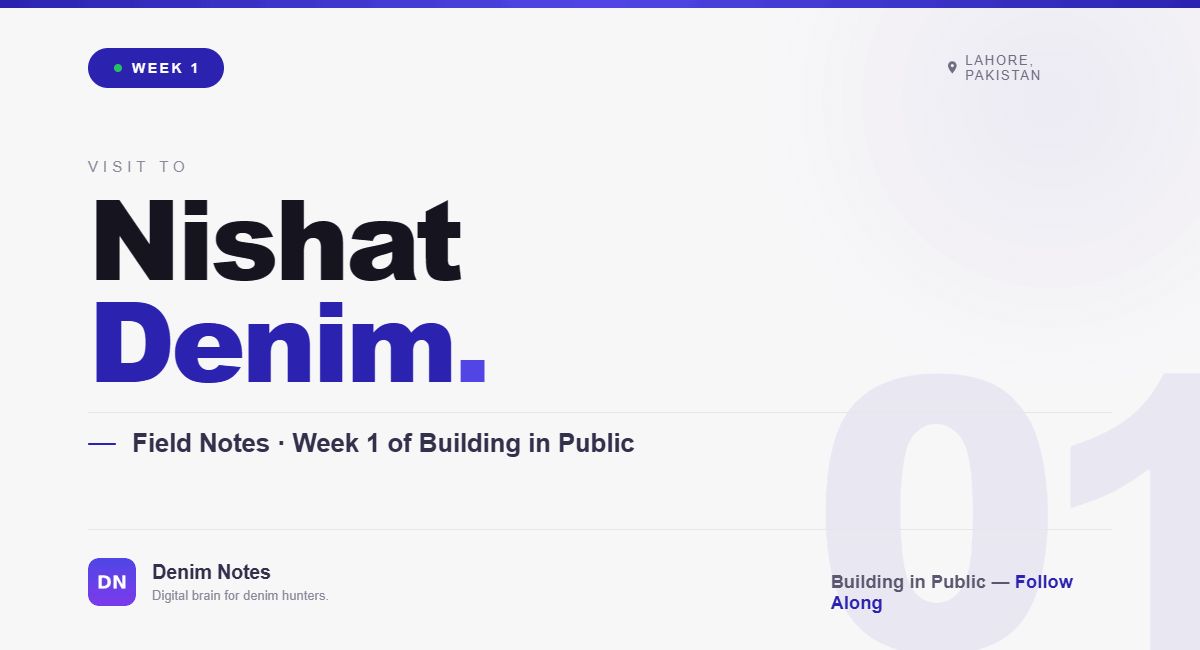 Week 1 Building in Public — Visit to Nishat Denim, Lahore Pakistan